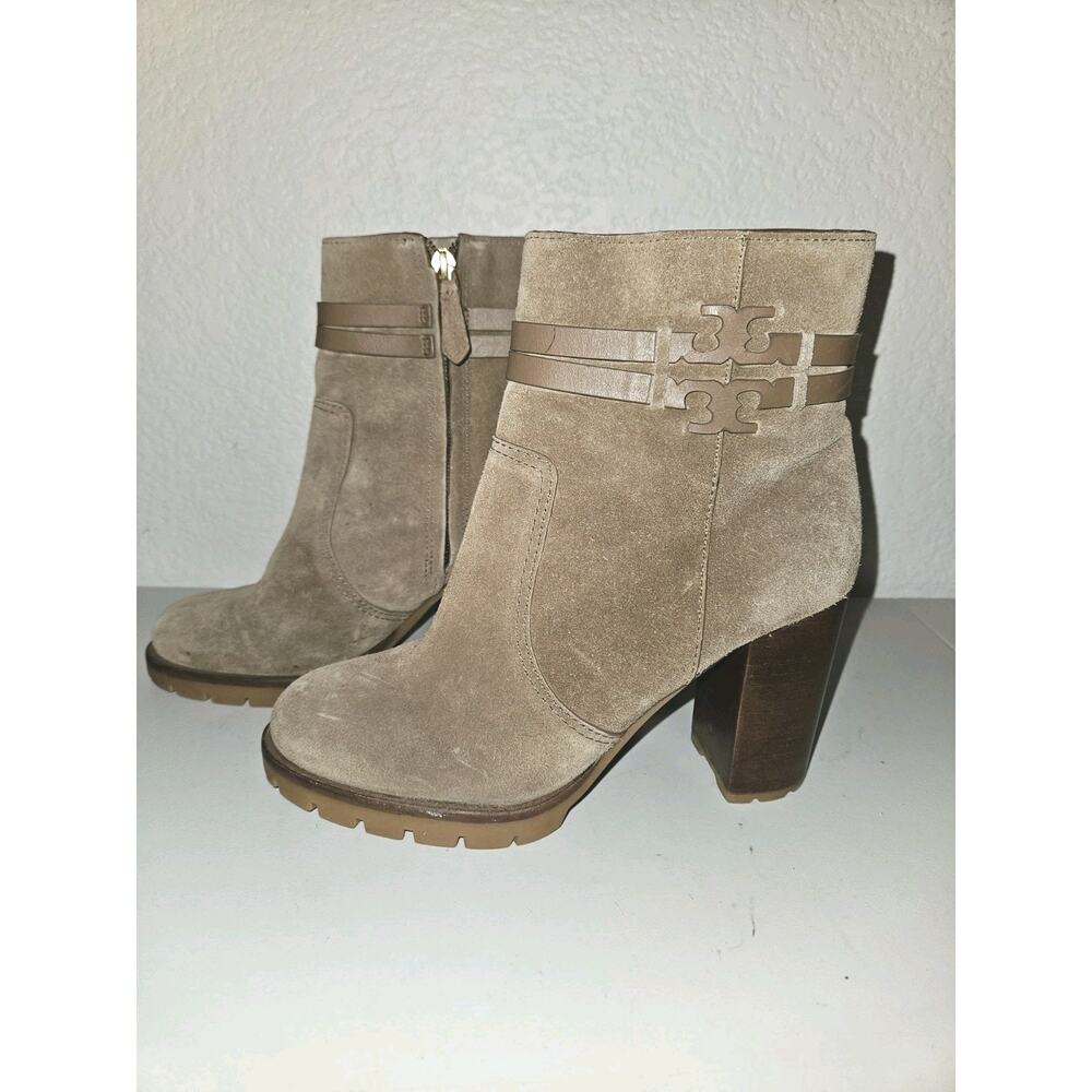 TORY BURCH Leigh 90 MM Lug Sole Booties Tan Women's SZ 7.5 - Picture 2 of 16